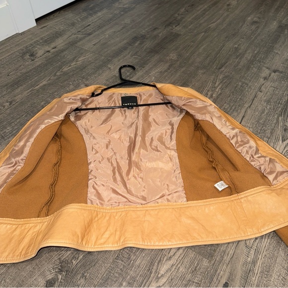 Trouve Leather ZIP Jacket Cotton Blend Medium Tan Camel Color - Picture 7 of 14